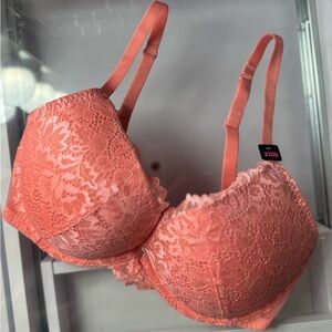 La SENZA Obsession Push Up Coral Lace Bra NWT 32DD